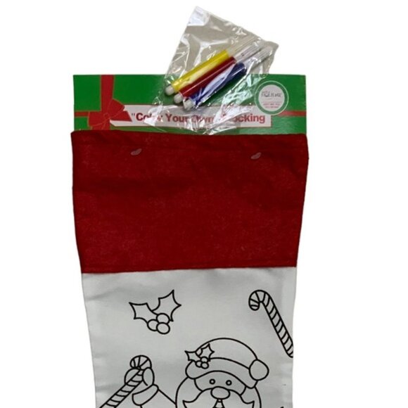 Christmas Stocking Color Your Own Stocking Fabric Stocking With Markers  17 in - Picture 3 of 10